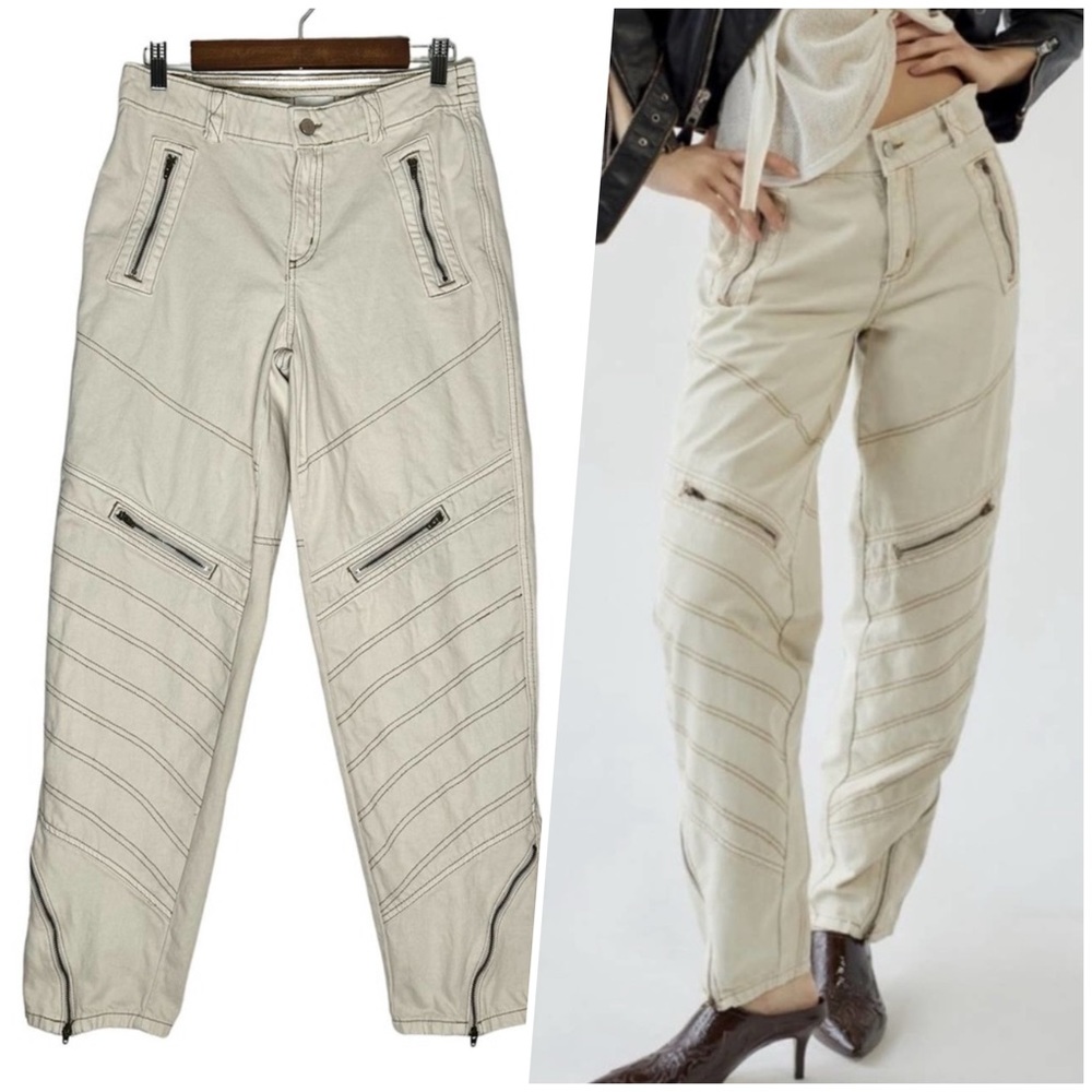 BDG Urban Outfitters | Women | Cream Tapered Moto Jeans | Size 28